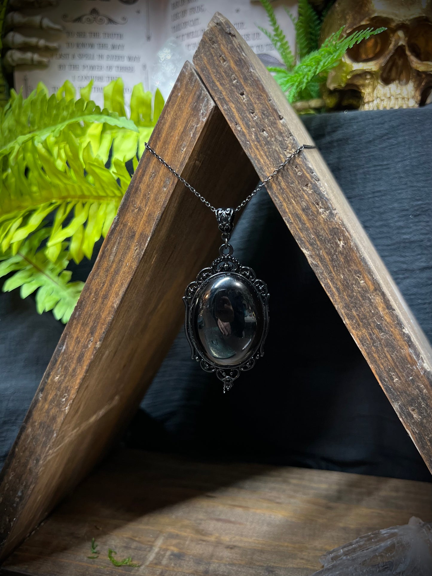 Obsidian Pendant Scrying Necklace PN8