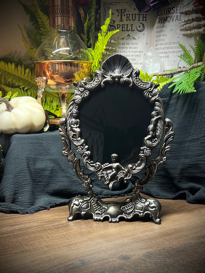 Scrying Mirror -Rose Gold Antique Angels Glass Divination Mirror Shadow Work Witches Gothic Victorian Mirror  MM110