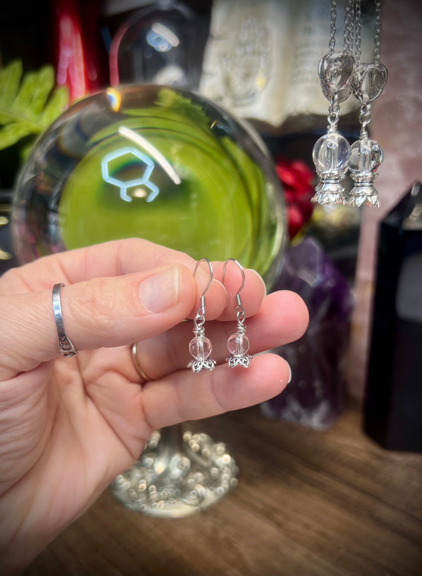 Charmed Crystal Ball Dangle Earrings