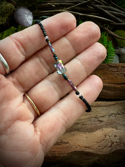Iridescent Aurora Crystal Stacking Stretch Bracelets Moonlit Dreams