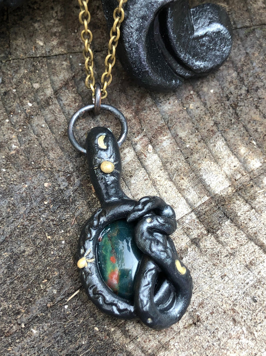 Seasons of Change Bloodstone Snake Pendant