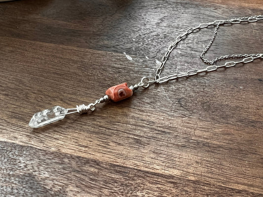 Sunset Botswana Agate and Tibetan Quartz Layered Necklace Artisan Crafted Handmade