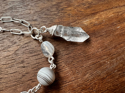 Botswana Agate and Tibetan Quartz Bracelet